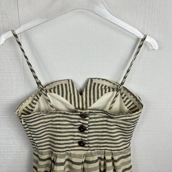 MAEVE Dress 2 Womens Gray Yellow Striped Pockets Spaghetti Strap Anthropologie - Picture 6 of 10